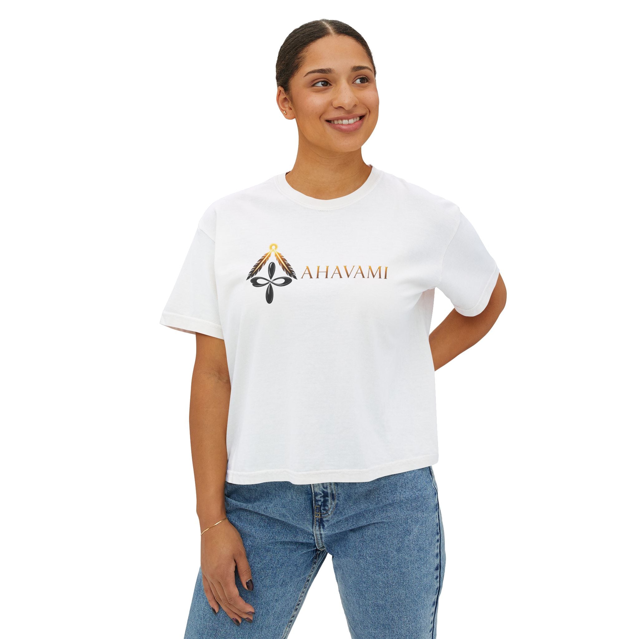 Rich in Spirit Elephant design Tee | Ahavami logo boxy tee